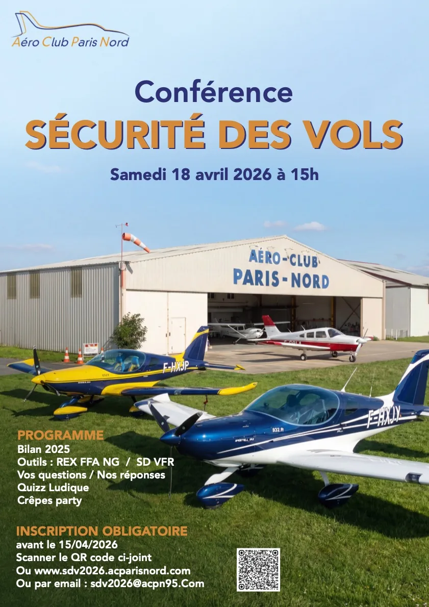 Affiche de la conférence Sécurité des Vols du 18 avril 2026