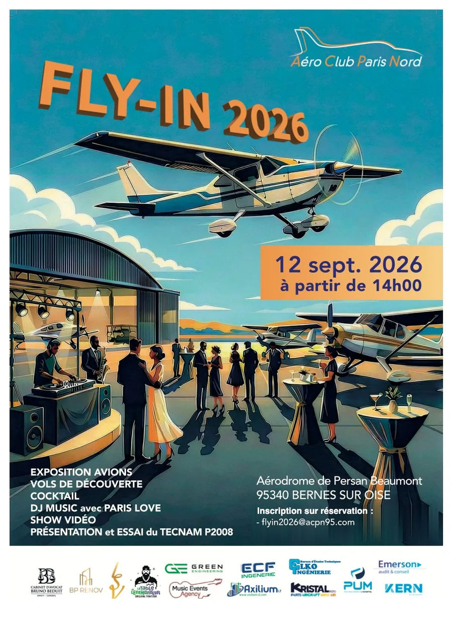 Affiche du Fly-in du 12 septembre 2026 à l'aérodrome de Persan-Beaumont